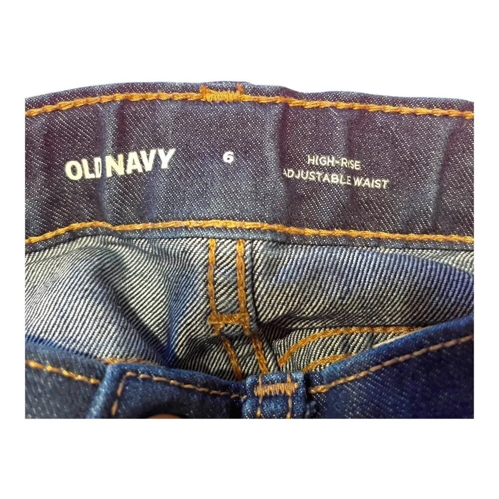 Old Navy Girls High-Rise Adjustable Waist Denim Blue Shorts Size 6‎